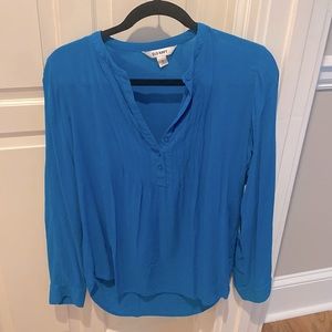 Old Navy Turquoise Rayon Blouse Roll Sleeves - Size Medium M
